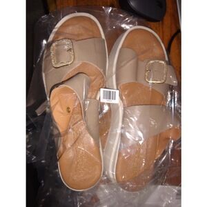 Simona Rossi Stylish Women's Platform Sandals - Taupe and White 40